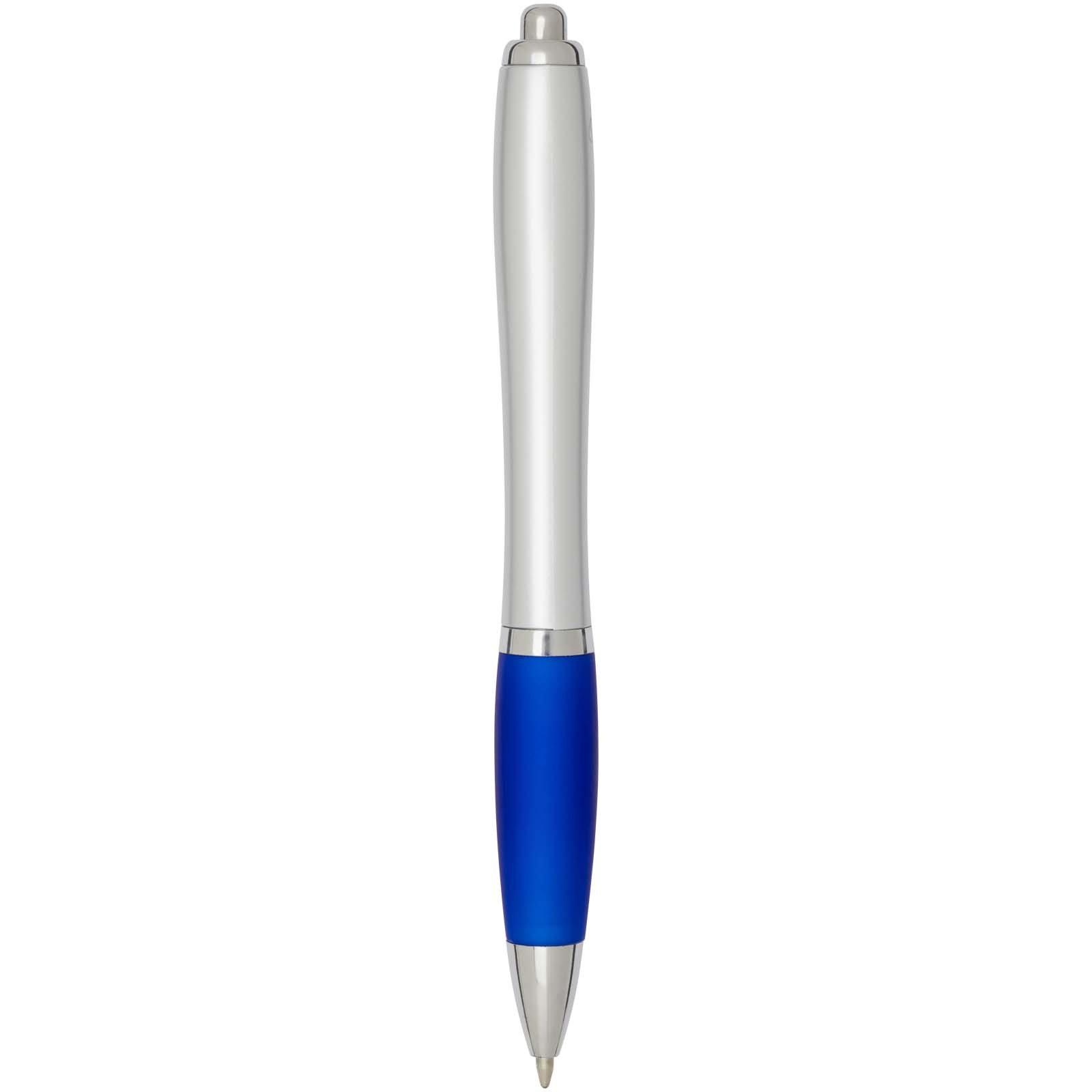Stylo bille RCS en plastique recyclé avec corps argenté et grip coloré (encre noire) Nash 19