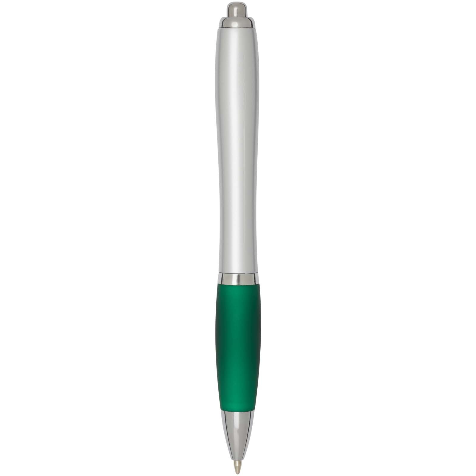 Stylo bille RCS en plastique recyclé avec corps argenté et grip coloré (encre noire) Nash 20