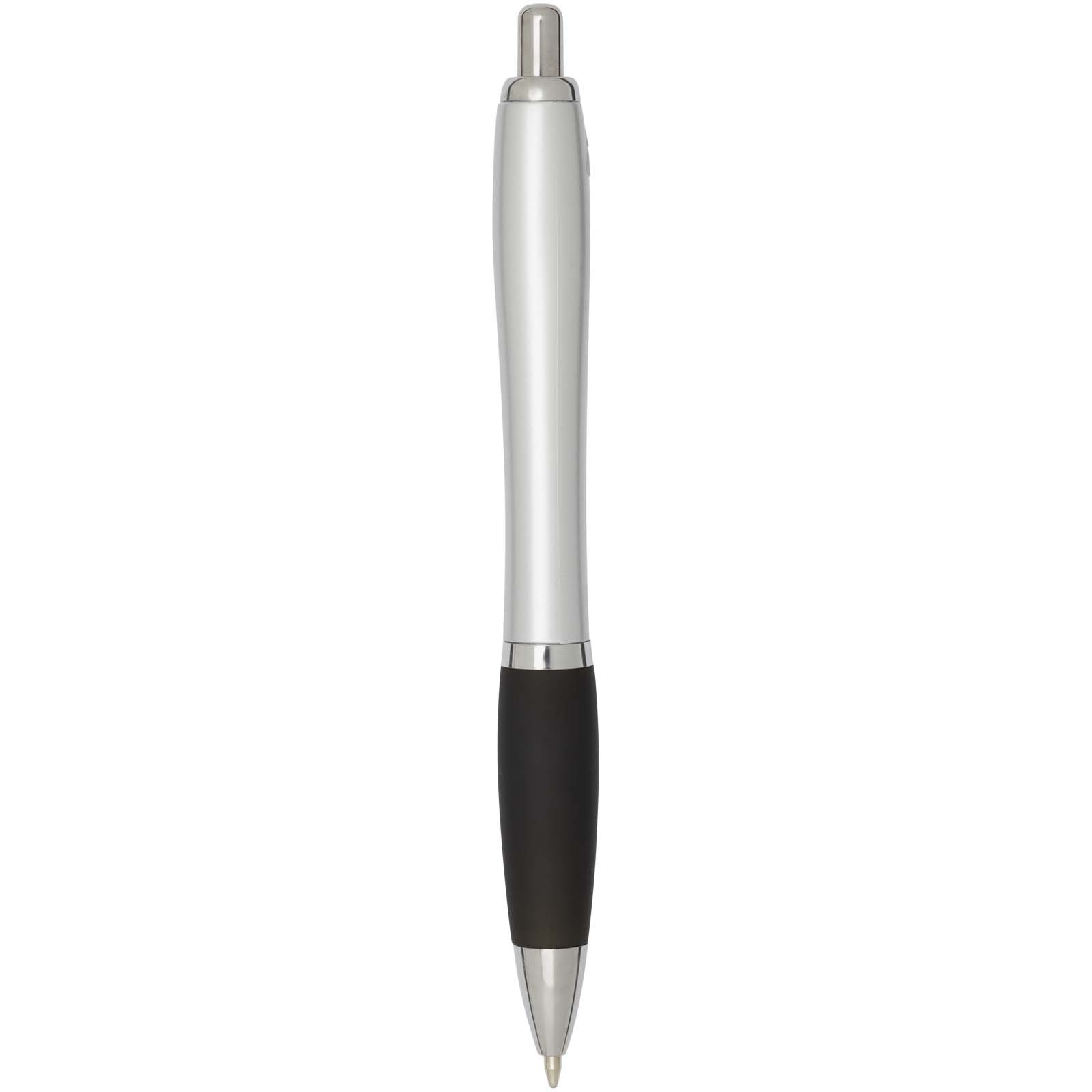 Stylo bille RCS en plastique recyclé avec corps argenté et grip coloré (encre noire) Nash 21