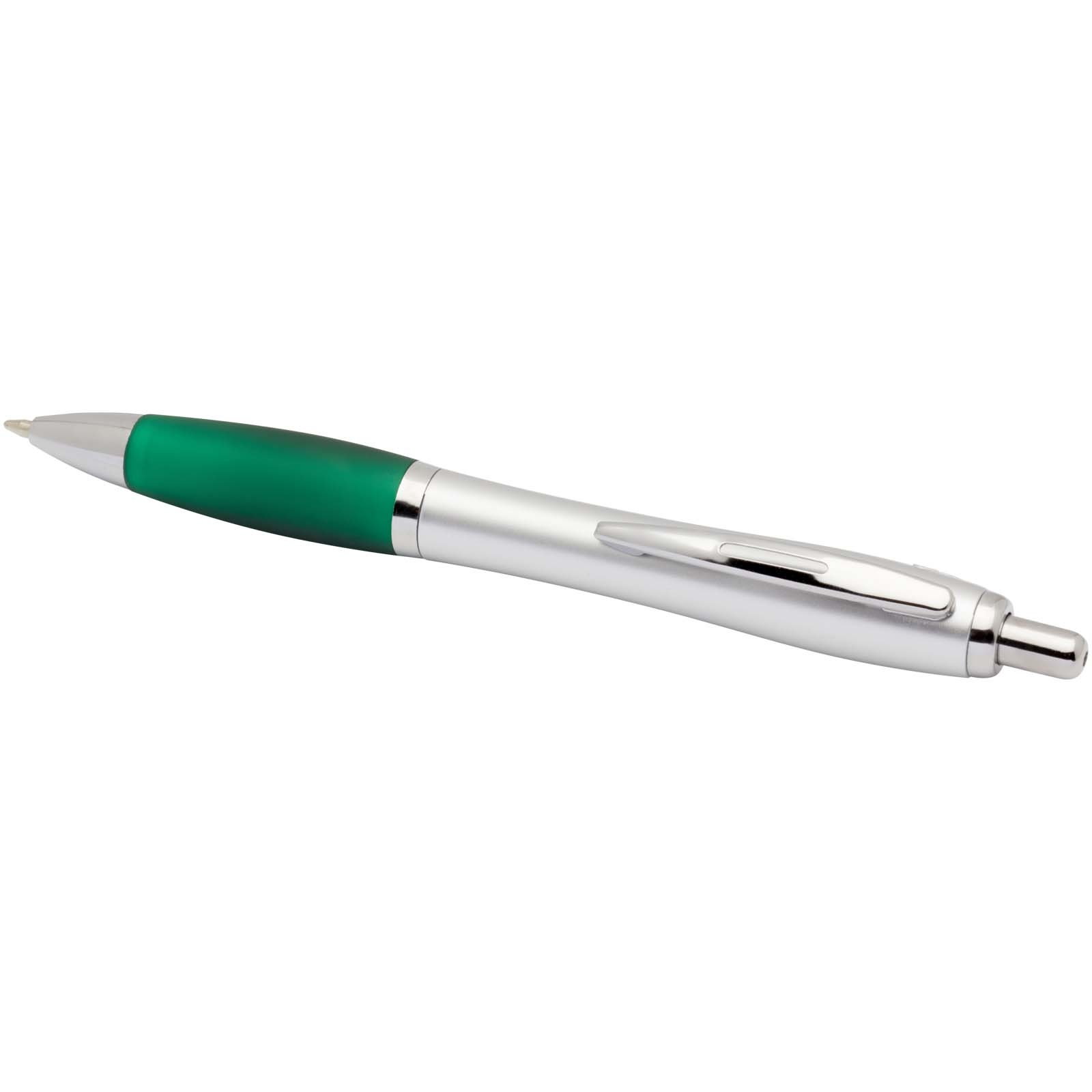 Stylo bille RCS en plastique recyclé avec corps argenté et grip coloré (encre noire) Nash 25