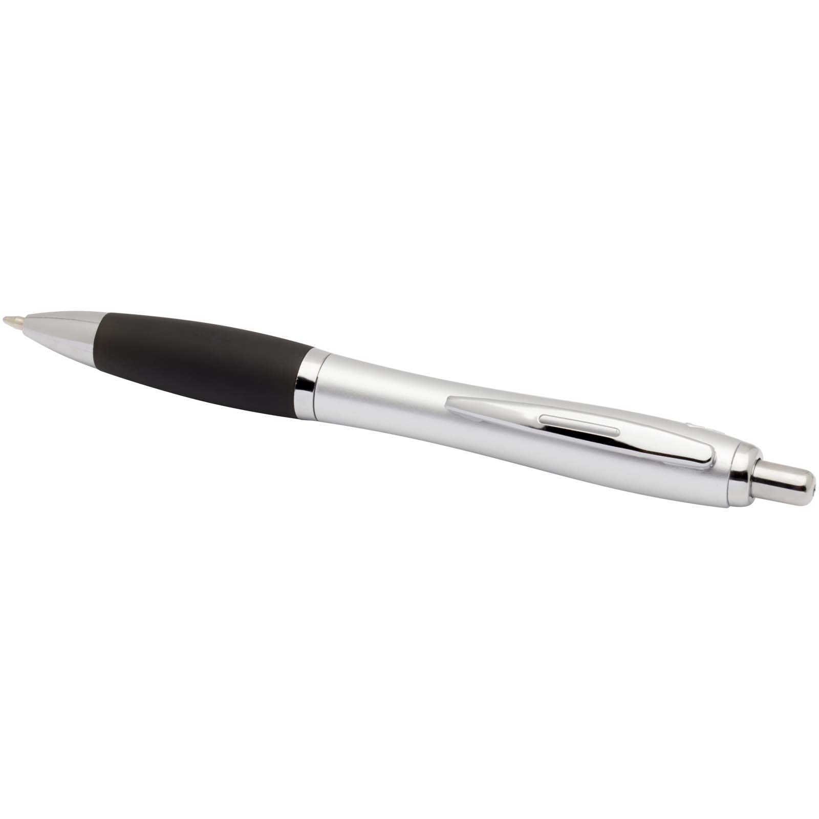 Stylo bille RCS en plastique recyclé avec corps argenté et grip coloré (encre noire) Nash 26