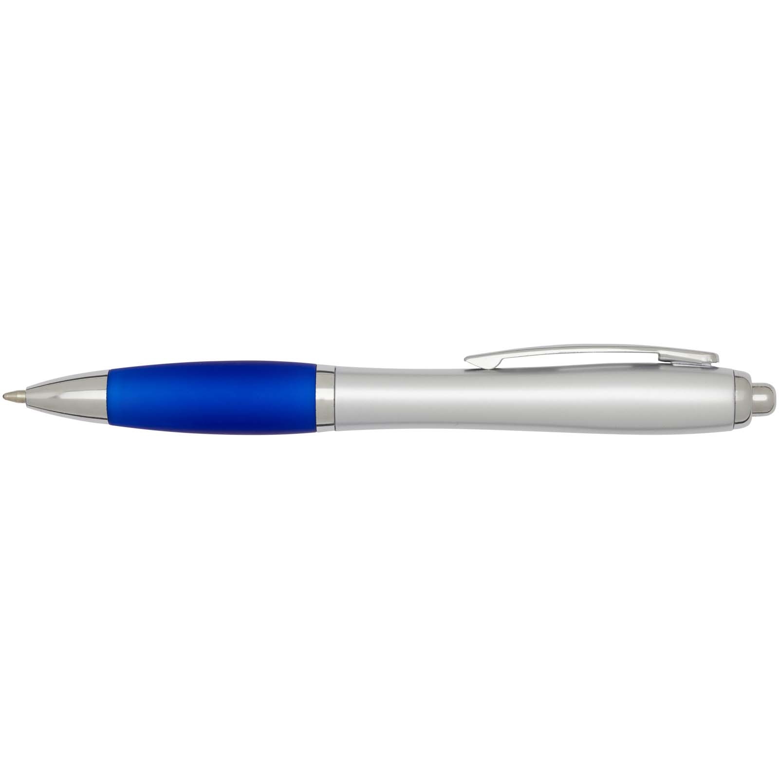 Stylo bille RCS en plastique recyclé avec corps argenté et grip coloré (encre noire) Nash 14