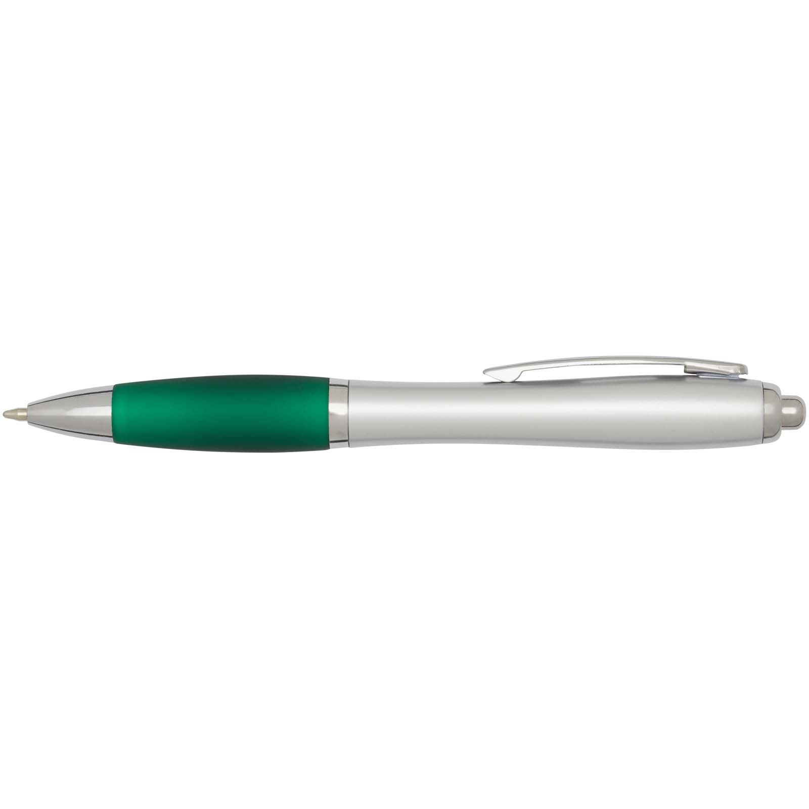 Stylo bille RCS en plastique recyclé avec corps argenté et grip coloré (encre noire) Nash 15