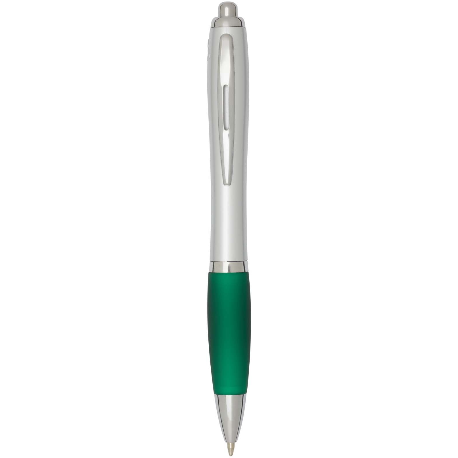 Stylo bille RCS en plastique recyclé avec corps argenté et grip coloré (encre noire) Nash 5
