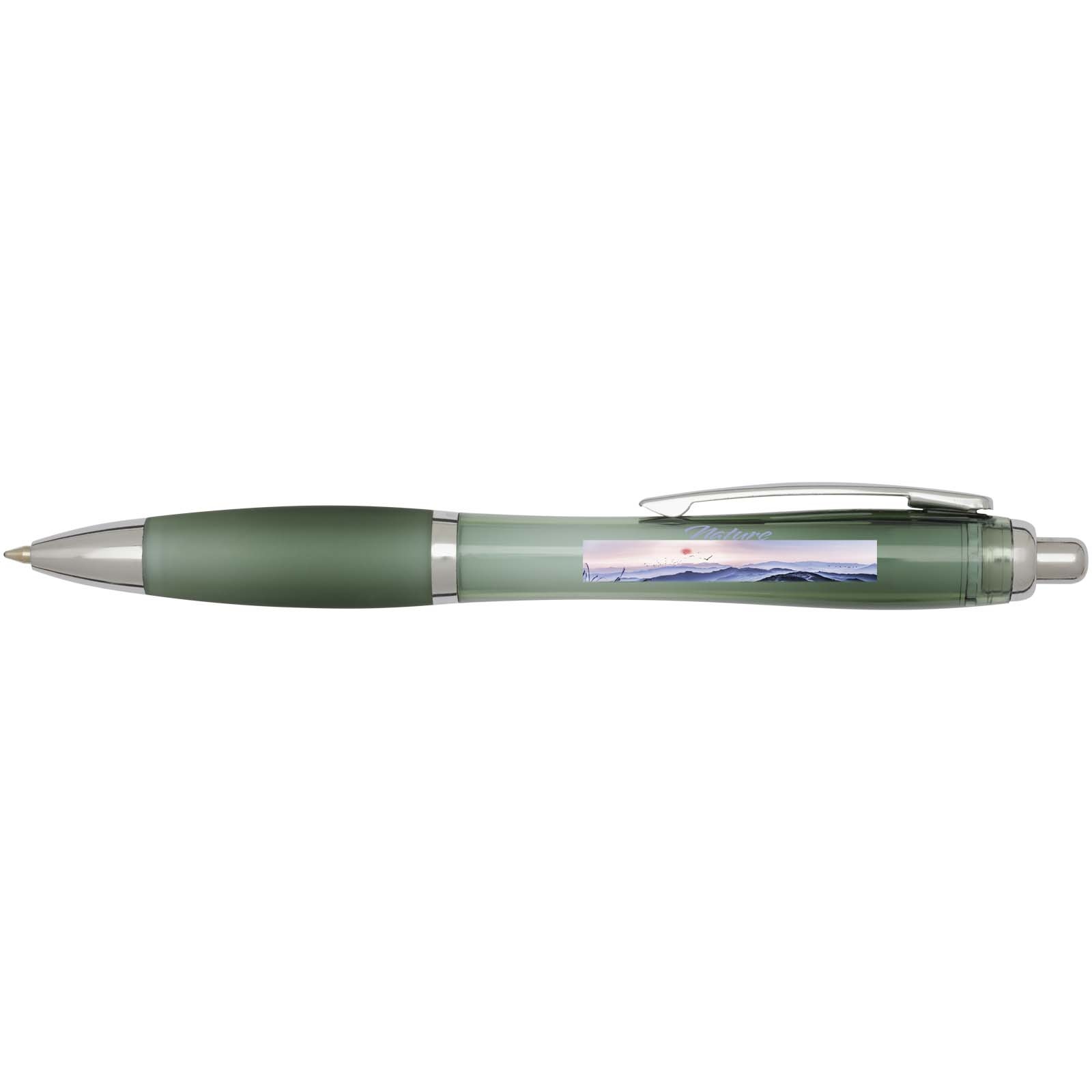 Stylo bille en plastique recyclé RCS avec corps et grip colorés (encre bleue) Nash 25