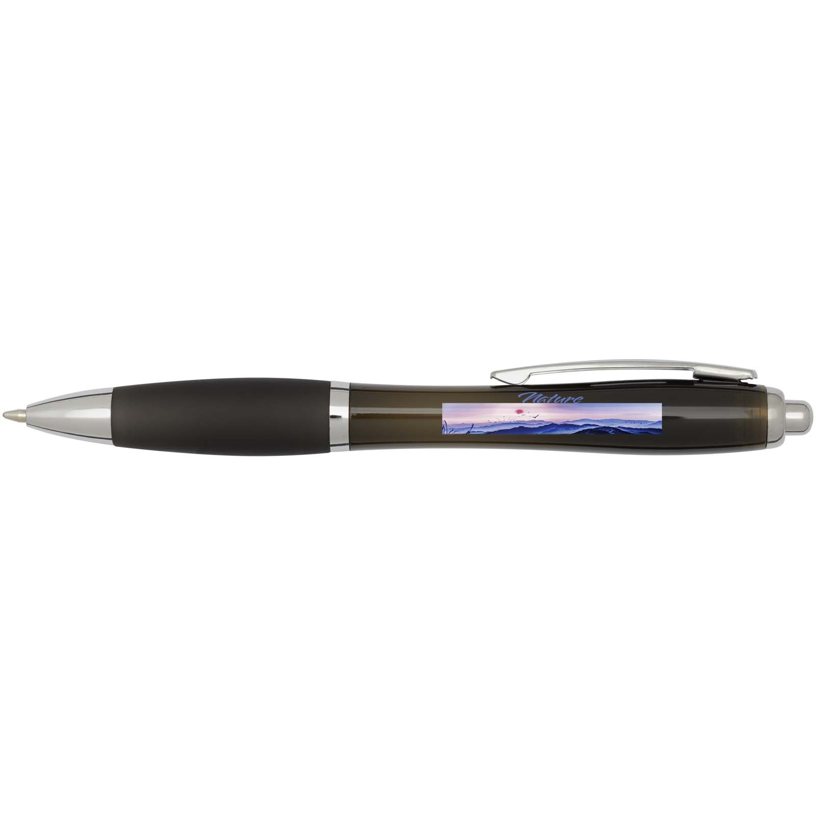Stylo bille en plastique recyclé RCS avec corps et grip colorés (encre bleue) Nash 27