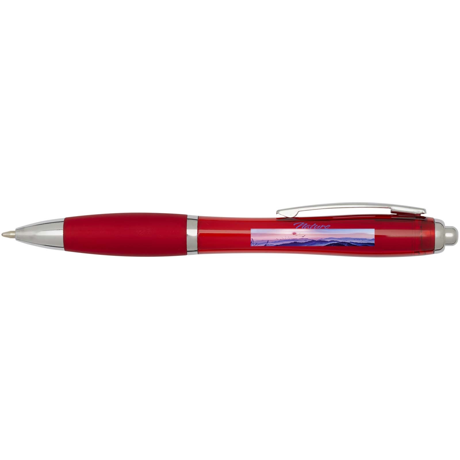 Stylo bille en plastique recyclé RCS avec corps et grip colorés (encre bleue) Nash 17