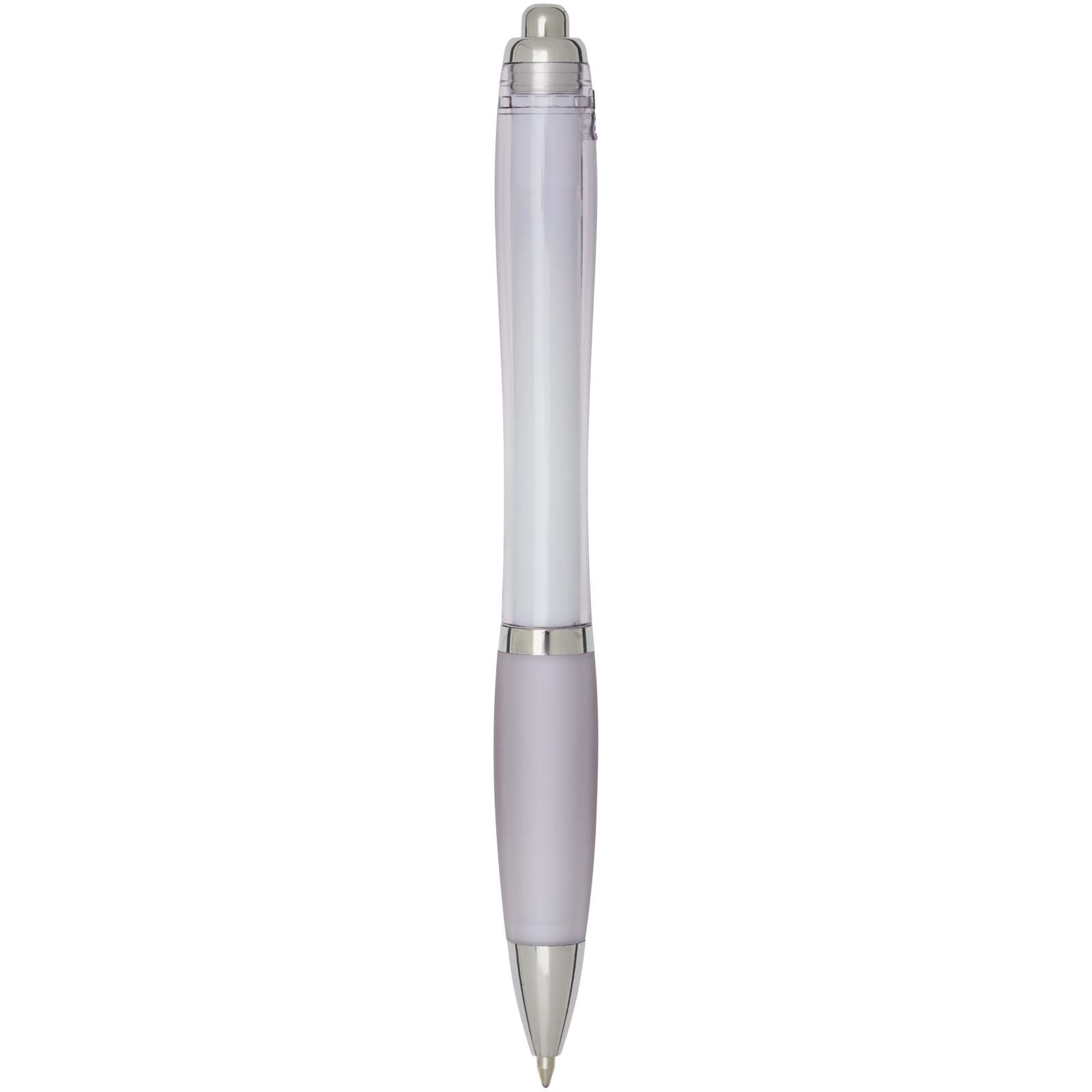 Stylo bille en plastique recyclé RCS avec corps et grip colorés (encre bleue) Nash 45