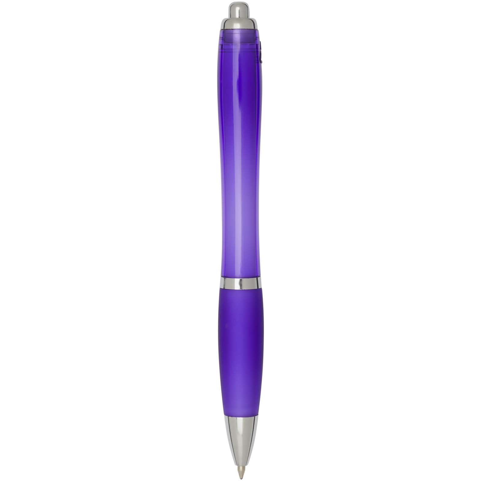 Stylo bille en plastique recyclé RCS avec corps et grip colorés (encre bleue) Nash 46