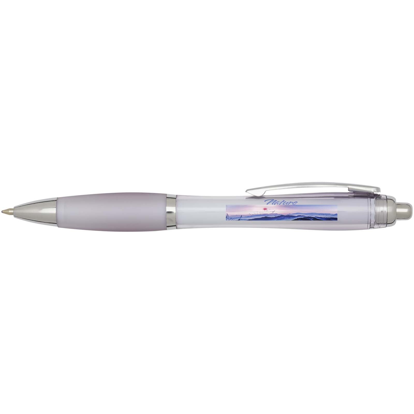 Stylo bille en plastique recyclé RCS avec corps et grip colorés (encre bleue) Nash 19