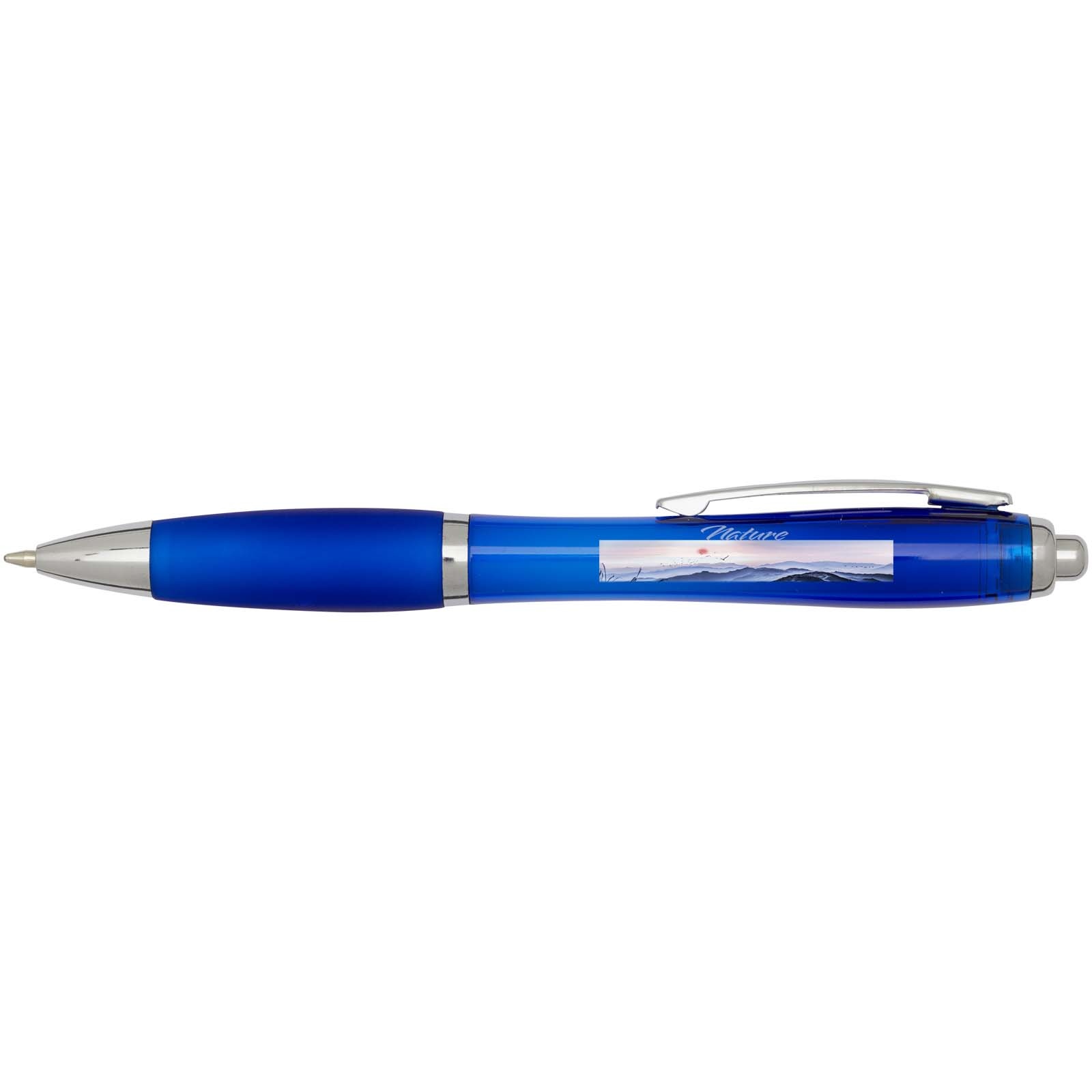 Stylo bille en plastique recyclé RCS avec corps et grip colorés (encre bleue) Nash 22