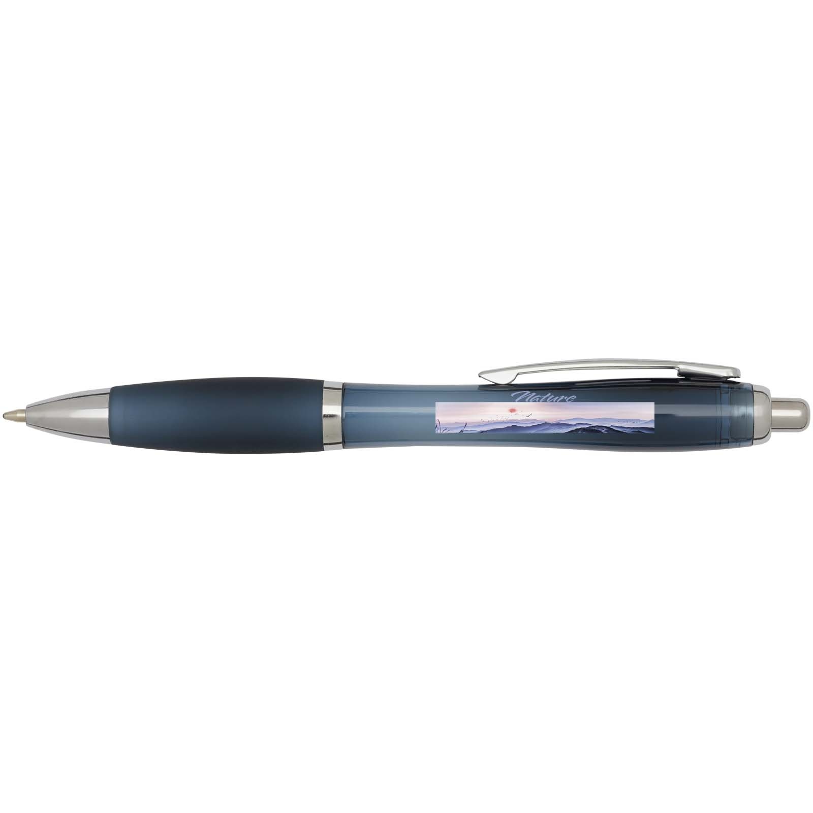 Stylo bille en plastique recyclé RCS avec corps et grip colorés (encre bleue) Nash 23