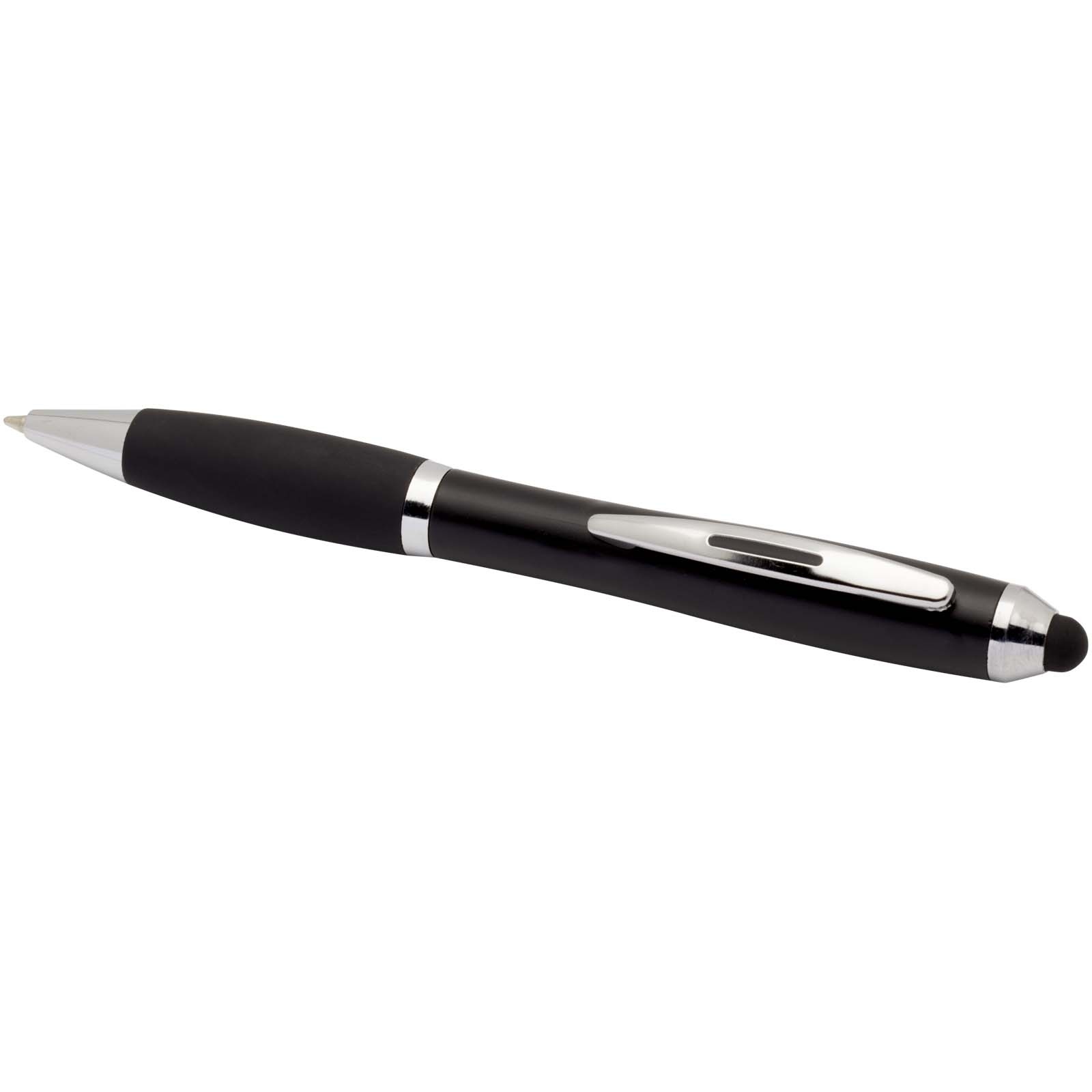 Stylo bille à stylet en plastique recyclé RCS avec corps coloré et grip noir (encre bleue) Nash 16