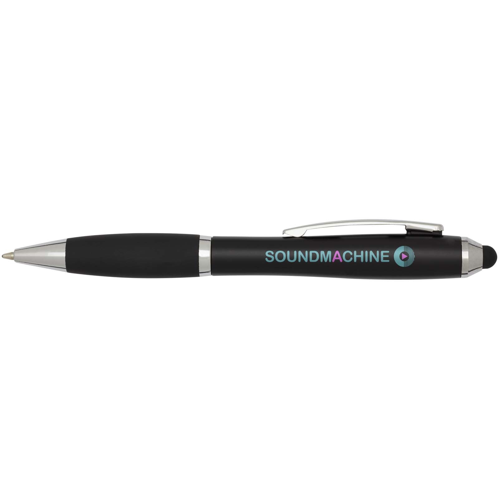 Stylo bille à stylet en plastique recyclé RCS avec corps coloré et grip noir (encre bleue) Nash 7