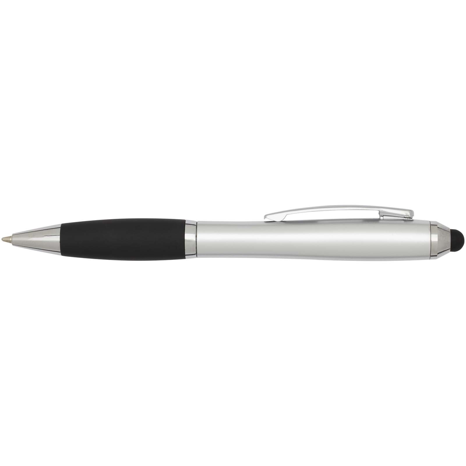 Stylo bille à stylet en plastique recyclé RCS avec corps coloré et grip noir (encre bleue) Nash 9