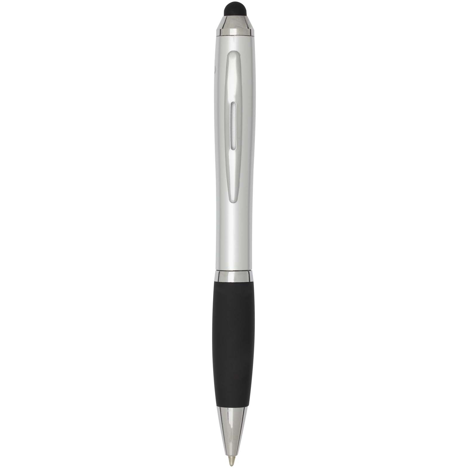 Stylo bille à stylet en plastique recyclé RCS avec corps coloré et grip noir (encre bleue) Nash 3
