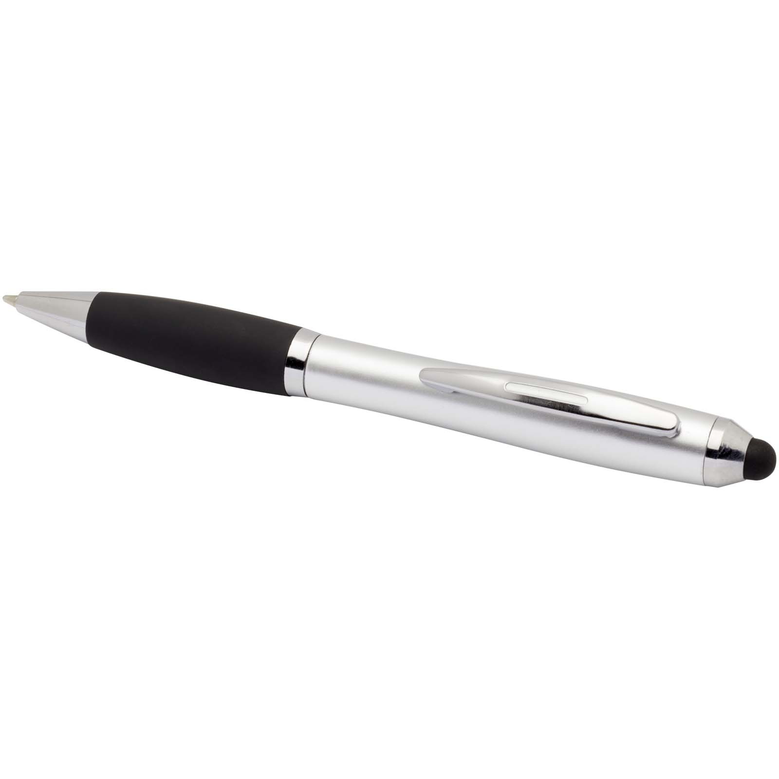 Stylo bille à stylet en plastique recyclé RCS avec corps coloré et grip noir (encre noire) Nash 15