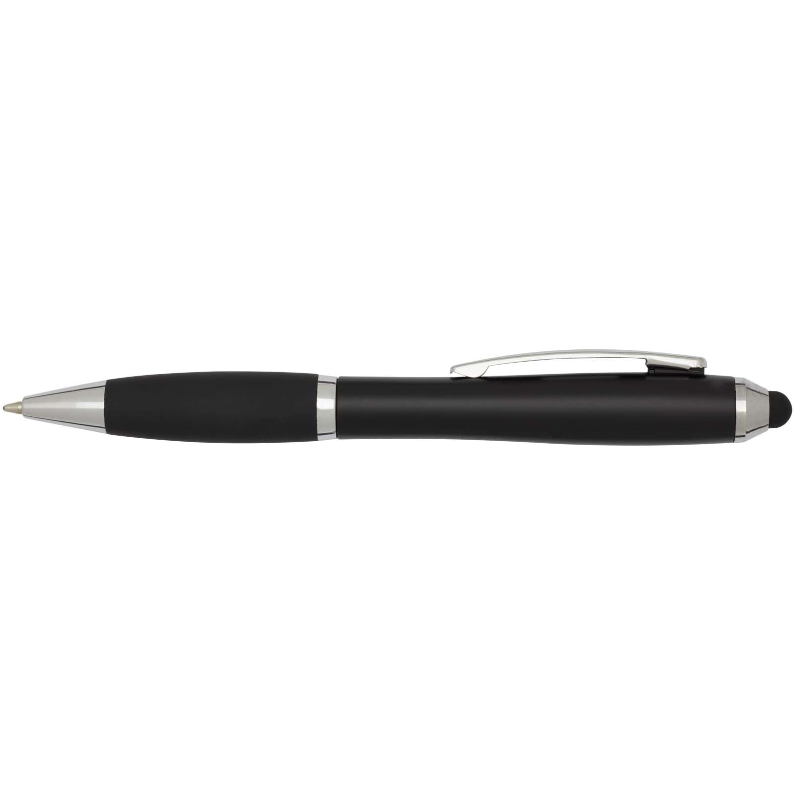 Stylo bille à stylet en plastique recyclé RCS avec corps coloré et grip noir (encre noire) Nash 10