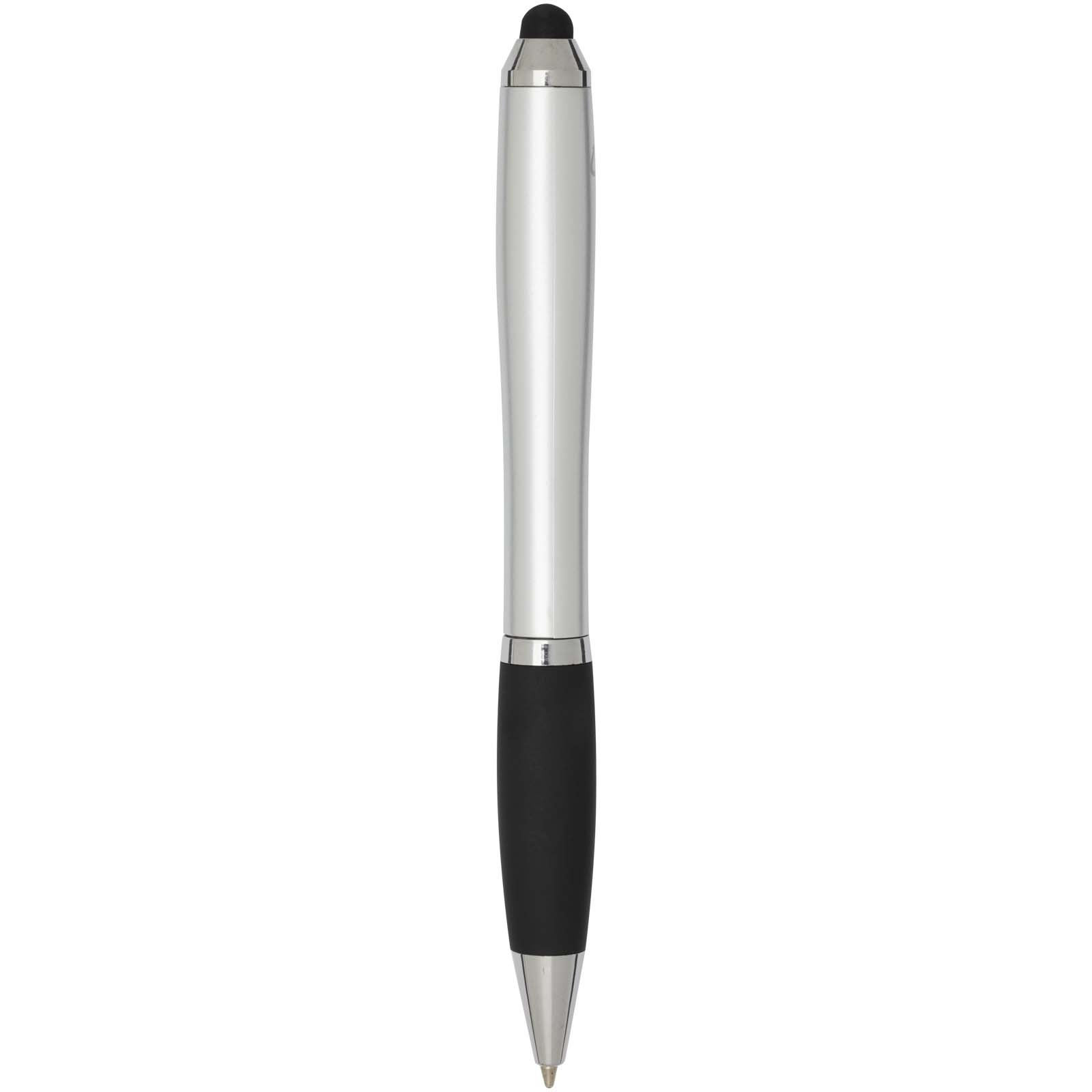 Stylo bille à stylet en plastique recyclé RCS avec corps coloré et grip noir (encre noire) Nash 12