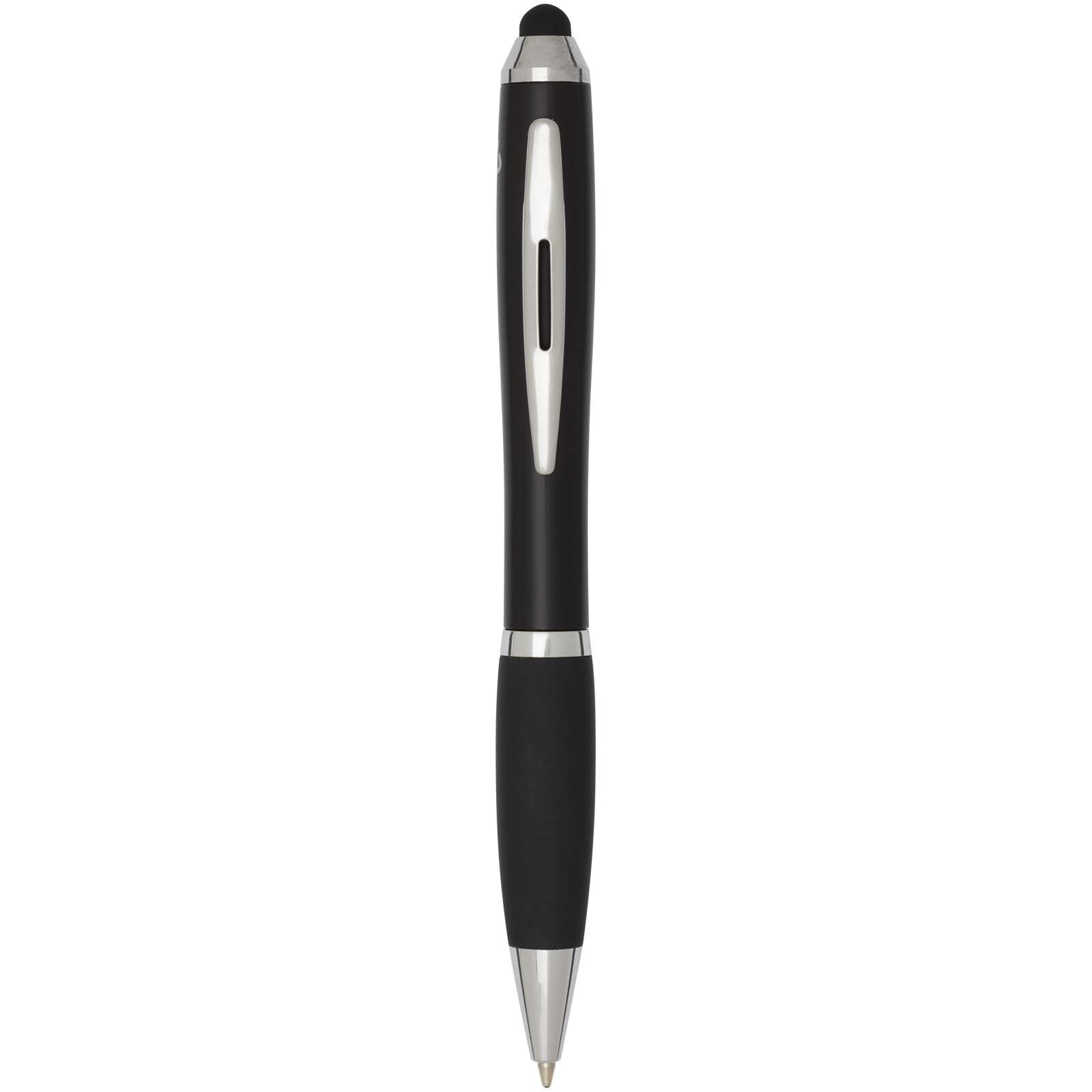 Stylo bille à stylet en plastique recyclé RCS avec corps coloré et grip noir (encre noire) Nash 4