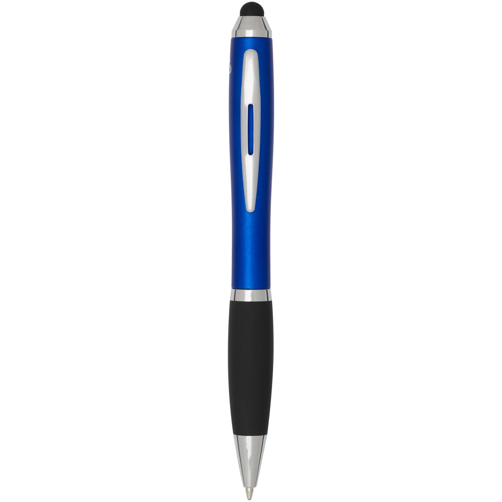 Stylo bille à stylet en plastique recyclé RCS avec corps coloré et grip noir (encre noire) Nash