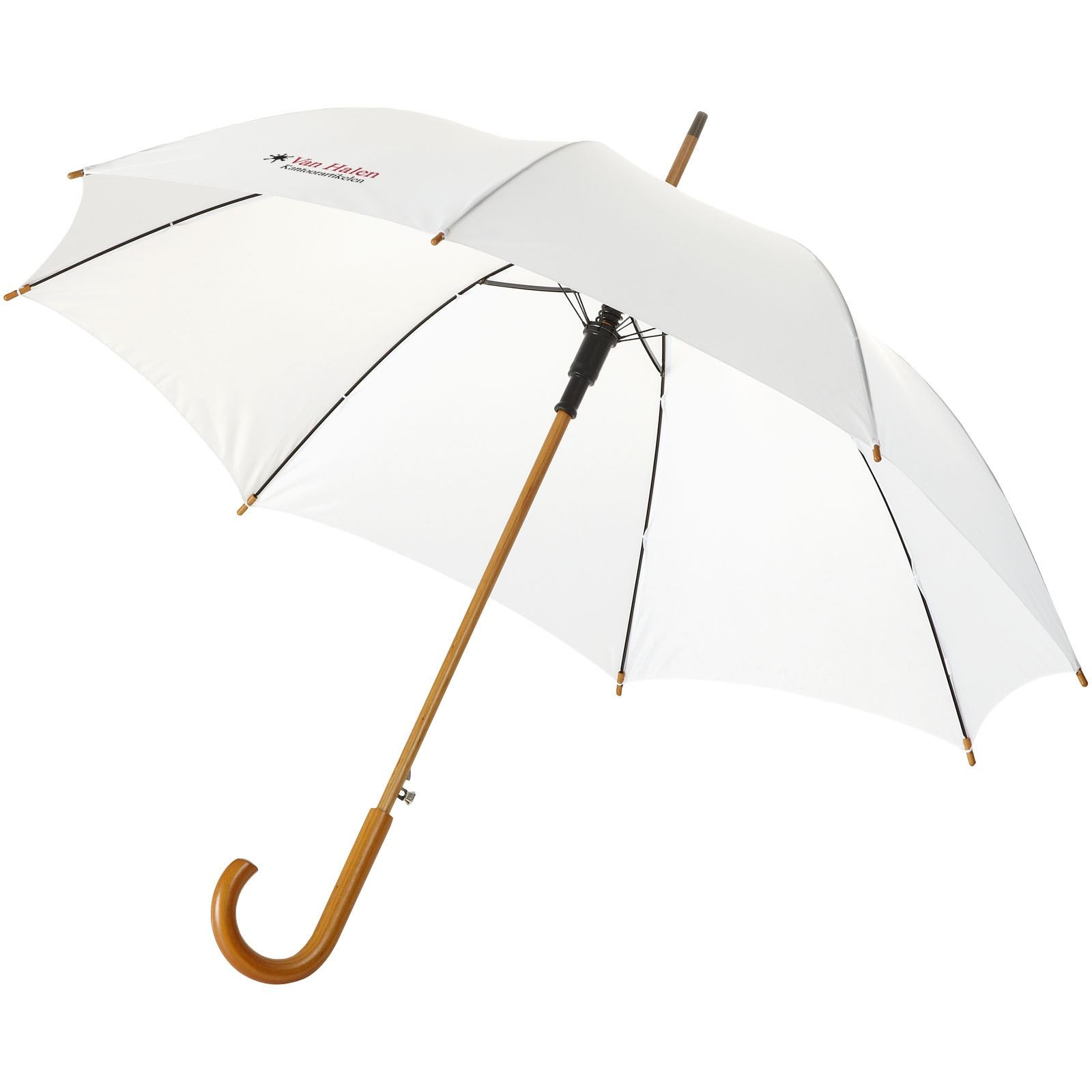 Parapluie 23" à ouverture automatique, poignée et mât en bois 19