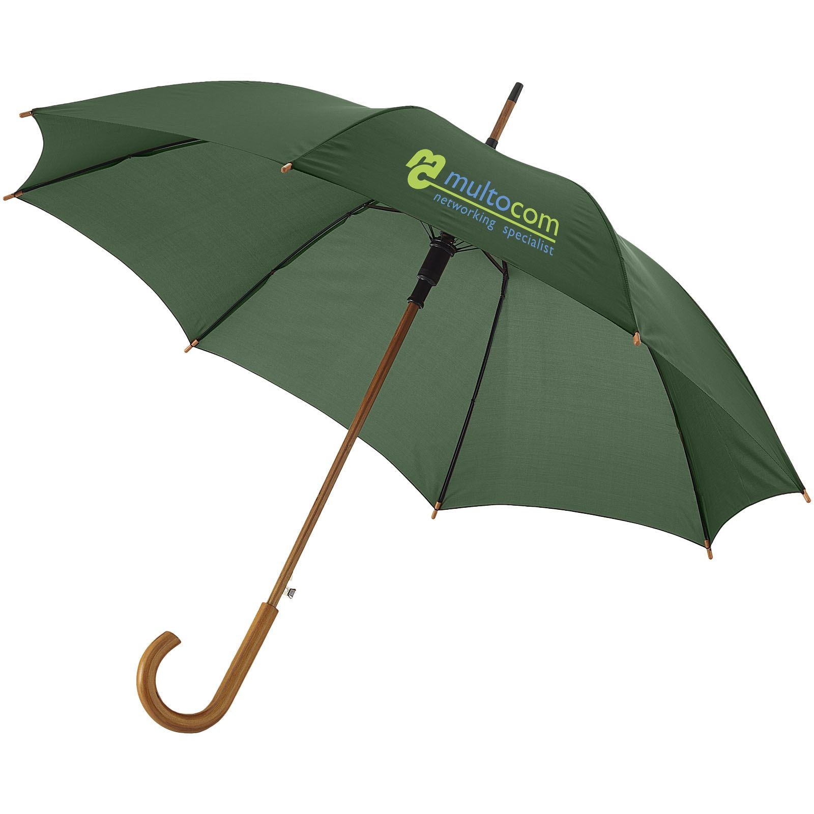 Parapluie 23" à ouverture automatique, poignée et mât en bois 21