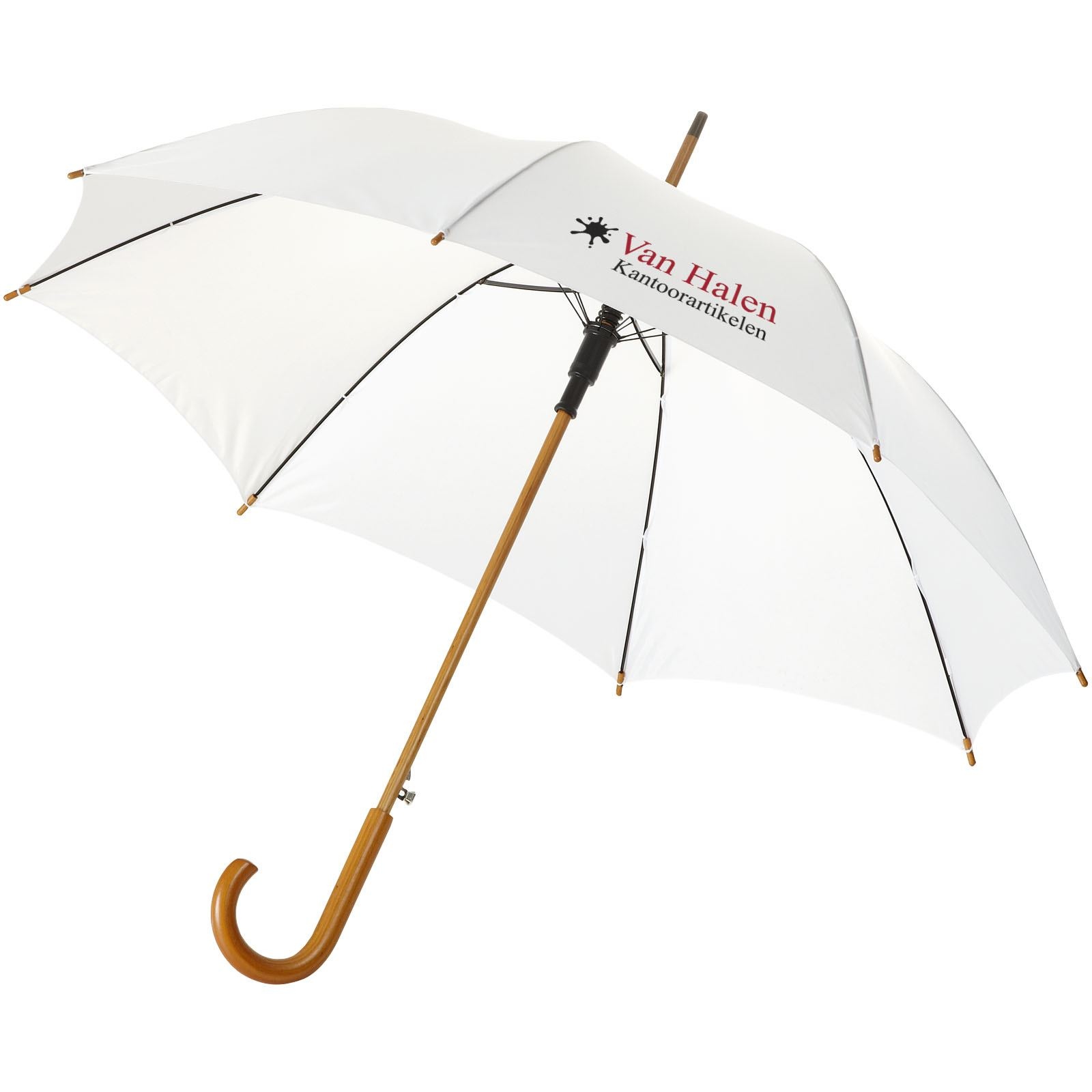 Parapluie 23" à ouverture automatique, poignée et mât en bois 23