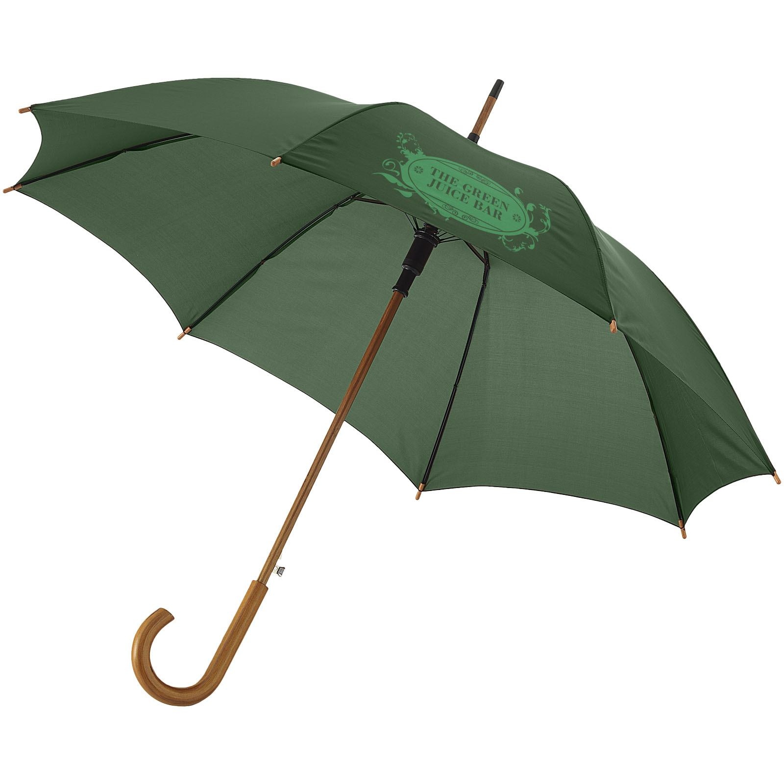 Parapluie 23" à ouverture automatique, poignée et mât en bois 15