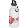 Bouteille d’eau Oregon de 400 ml en acier inoxydable recyclé à simple paroi certifié RCS avec mousqueton (impression par sublimation)